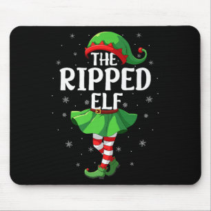 Ripped Elf Christmas Girls Women Elf Squad Xmas Fa Mouse Pad