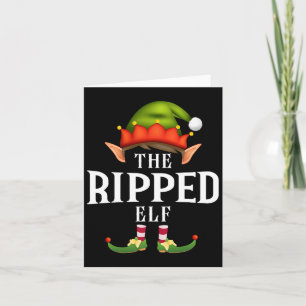 Ripped Elf Group Funny Christmas Pajama Party Card