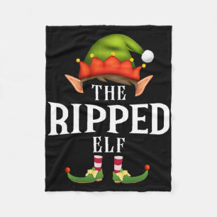 Ripped Elf Group Funny Christmas Pajama Party Fleece Blanket