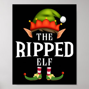 Ripped Elf Group Funny Christmas Pajama Party Poster