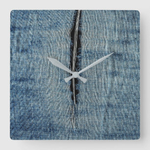 Ripped Jeans Square Wall Clock