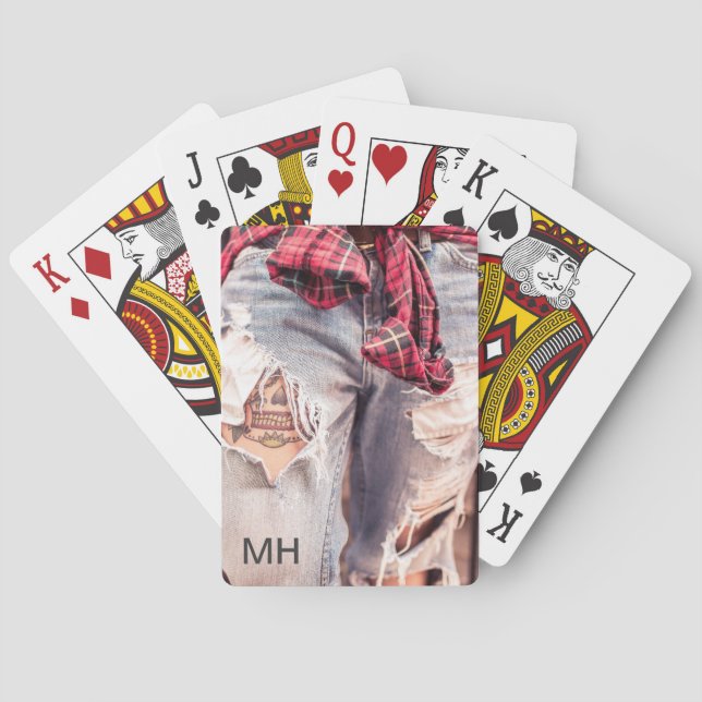 Ripped Jeans & Tattoo custom monogram card deck (Back)