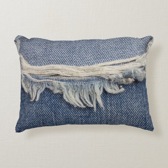 Ripped jeans texture, stylish background. accent pillow (Front)
