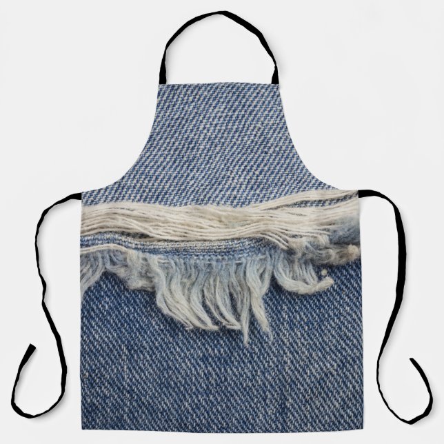 Ripped jeans texture, stylish background. apron (Front)