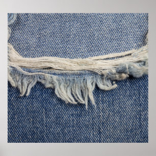 Ripped jeans texture, stylish background. poster