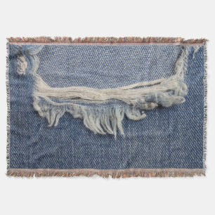 Ripped jeans texture, stylish background. throw blanket
