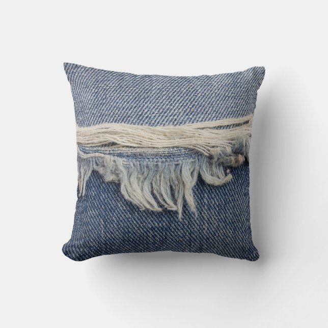 Ripped jeans texture, stylish background. throw pillow (Front)