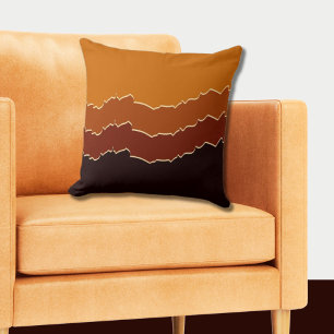 Ripped Orange & Black Stripes Throw Pillow