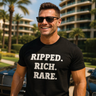 Ripped Rich Rare Text Graphic T-Shirt
