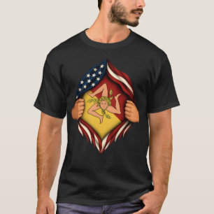 Ripped shirt design Sicilian American flag