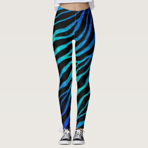Ripped SpaceTime Stripes - Blue/Cyan Leggings