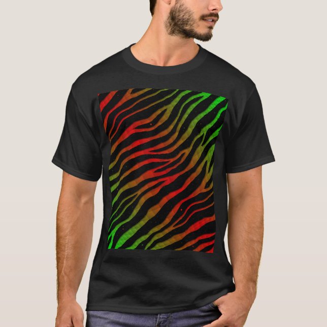 Ripped SpaceTime Stripes - Green/Red T-Shirt (Front)