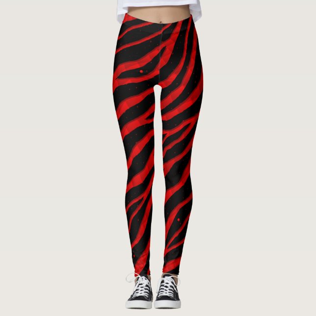 Ripped SpaceTime Stripes - Red Leggings (Front)