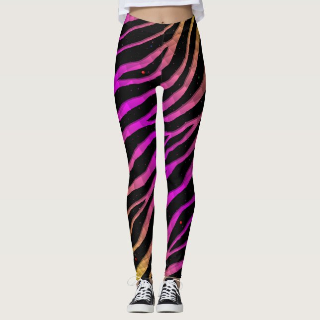 Ripped SpaceTime Stripes - Yellow/Pink Leggings (Front)