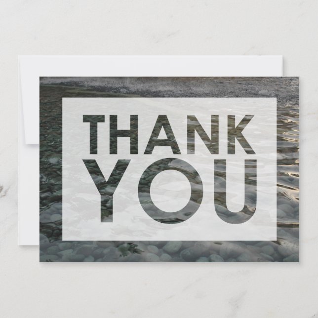 Ripped Water Smooth Stones Photo with Cutout Thank You Card (Front)