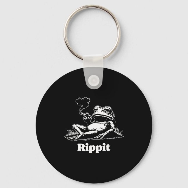 Rippit Frog Stoner Weed Smoker Funny  Keychain (Front)