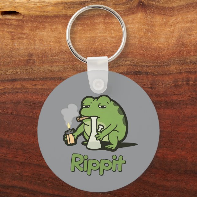 Rippit Funny Frog Stoner Gift, Stoner Girls Frog  Keychain (Front)