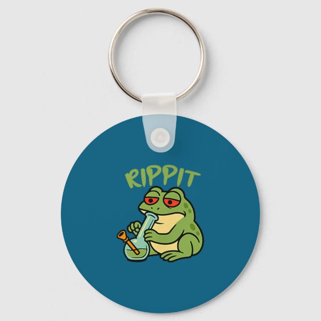 Rippit Stoner Frog Smoking Stoner Keychain (Front)