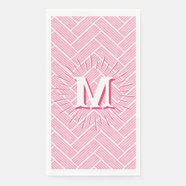 Ripple Herringbone in Pink Personalized Napkin (Front)