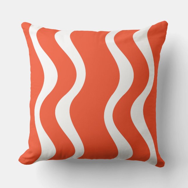 Ripple Pattern White and Orange - Throw Pillow (Front)