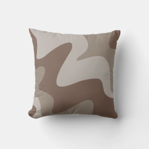 Ripple Rhythm Taupe Grey Throw Pillow