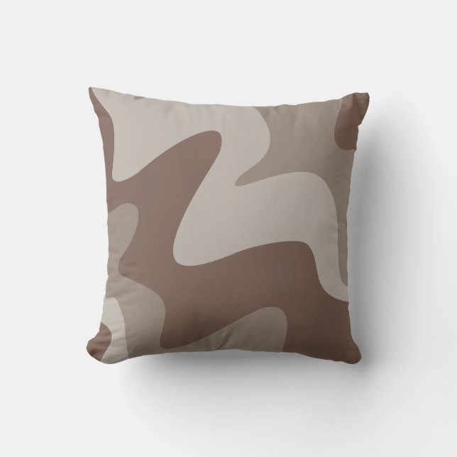Ripple Rhythm Taupe Grey Throw Pillow (Front)