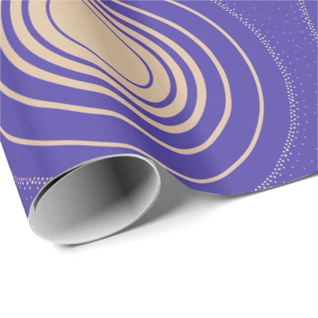 Ripple, Rings, Concentric Circles, Gold, Purple Wrapping Paper (Roll Corner)