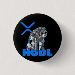 Ripple XRP  Cryptocurrency -Crypto Astronaut-HODL 1 Inch Round Button