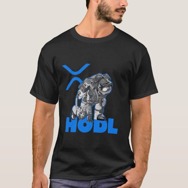 Ripple XRP  Cryptocurrency -Crypto Astronaut-HODL T-Shirt (Front)