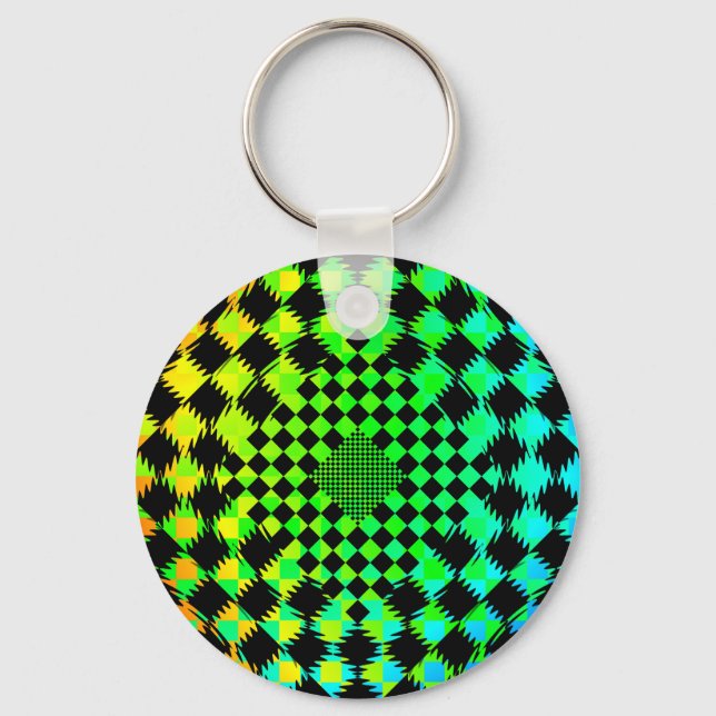 Rippled Checkers by Kenneth Yoncich Keychain (Front)