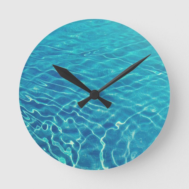 Ripples and wave patterns on crystal clear water round clock (Front)
