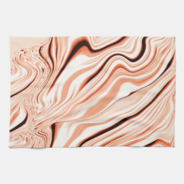 Ripples in shades of beige, curved brown cylinder kitchen towel (Horizontal)