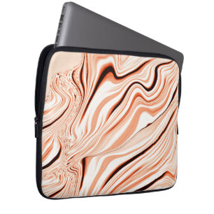 Ripples in shades of beige, curved brown cylinder laptop sleeve