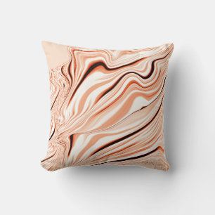 Ripples in shades of beige, curved brown cylinder throw pillow