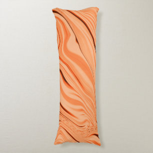 Ripples in shades of orange, curved brown cylinder body pillow