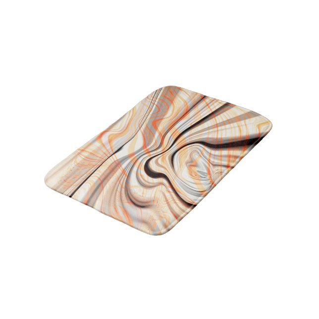 Ripples on pearly cream beige, brown & pale orange bath mat (Angled)
