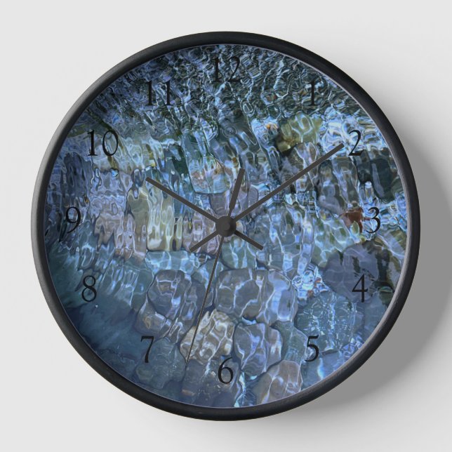 Rippling water, brook, steam, Underwater Stones Clock (Front)