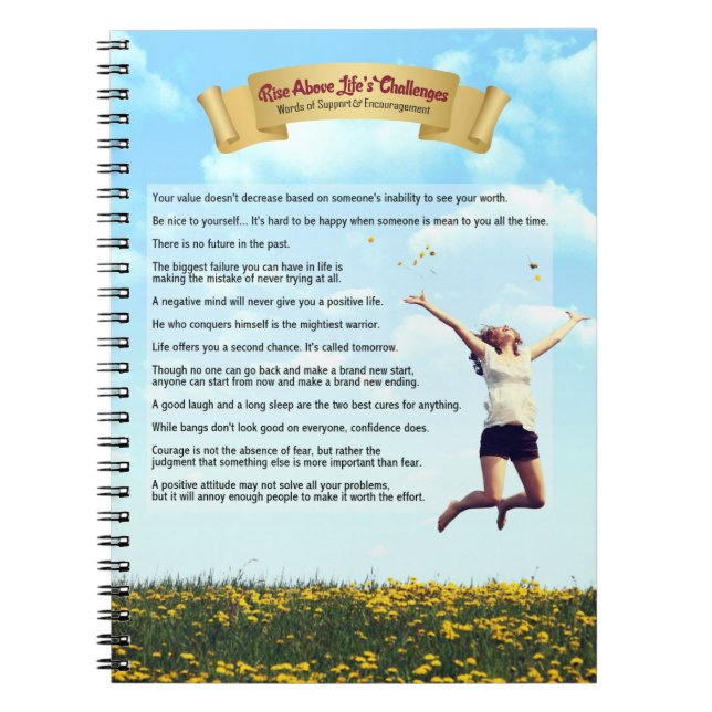 Rise Above Life's Challenges-humour, hope & Notebook (Front)
