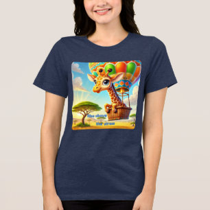 Rise Above the Stress Giraffe Hot Air Balloon Tri-Blend Shirt
