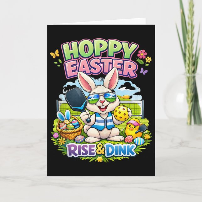 Rise And Dink Pickleball Player Easter – Funny Cut Card (Front)