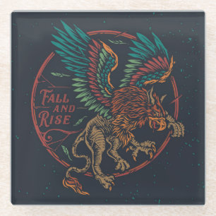 Rise and Fall of the Mythological Griffin Glass Coaster