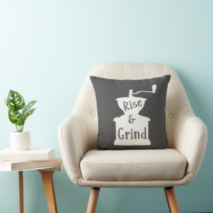 Rise and Grind Coffee Throw Pillow