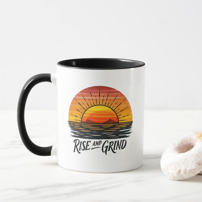 Rise and Grind | Funny Coffee Mug (With Donut)
