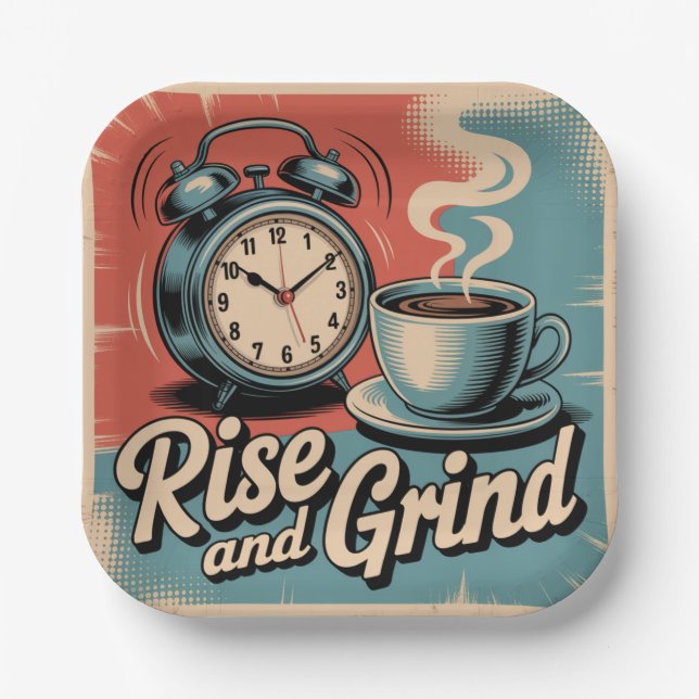 Rise And Grind Paper Plate (Front)