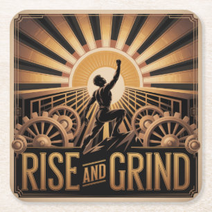 Rise And Grind Square Paper Coaster