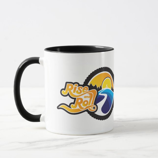 rise and roll cyclist mug (Left)