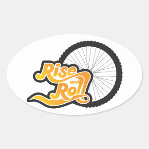 rise and roll cyclist oval sticker