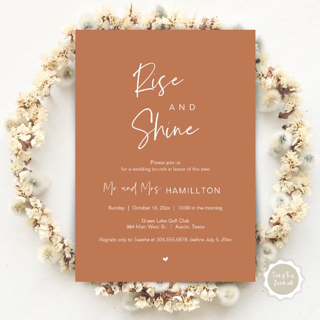 Rise and Shine, Post wedding Brunch Invitation (Rise and Shine, Post Wedding Brunch Invitation Card, PDF, in Copper Rust Brown)