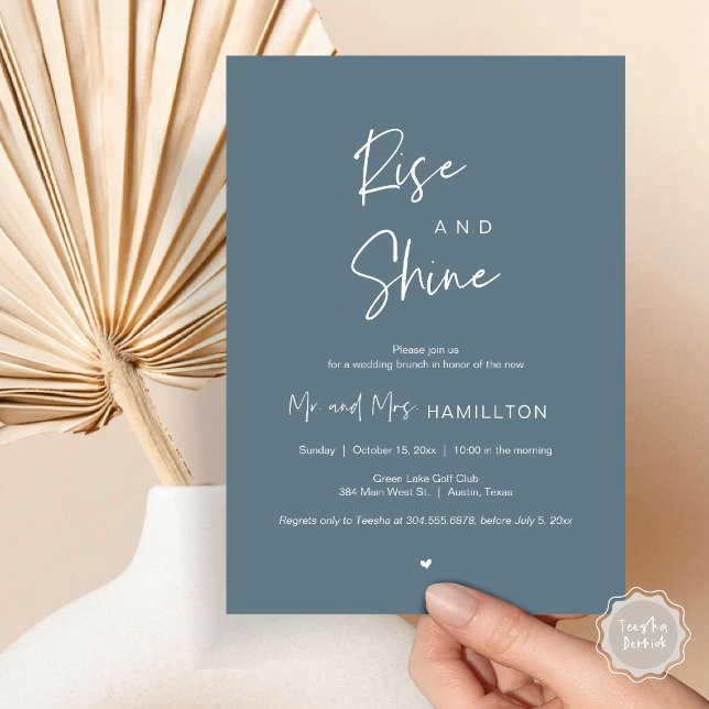 Rise and Shine, Post wedding Brunch Invitation (Rise and Shine, Post Wedding Brunch Invitation Card, PDF, in Dusty Blue)
