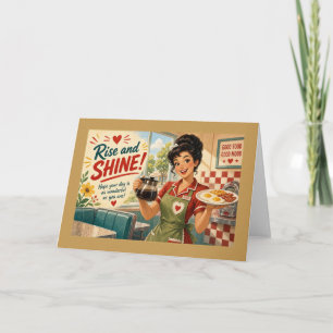 Rise and Shine Retro Diner Breakfast Waitress Card
